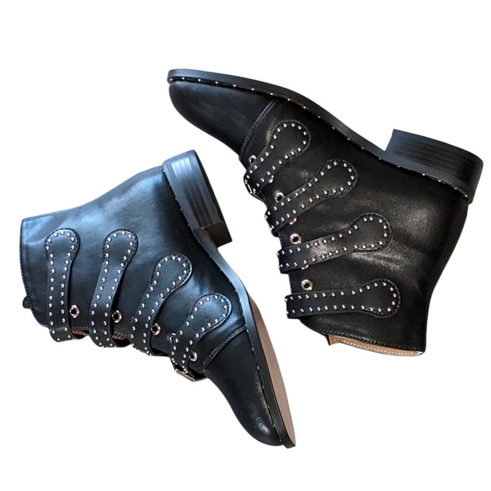 Studded Black Ankle Boots - Picture 2 of 12